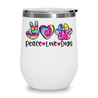Peace Love Dogs Tie Dye Dog Paw Dog Mom Mothers Day Wine Tumbler - Thegiftio UK