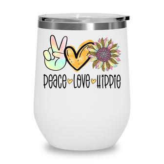 Peace Love Hippie Tie Dye Leopard Print Sunflower Daisy Gift Wine Tumbler - Thegiftio UK
