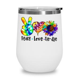 Peace Love Sunshine Sunflower Hippie Tie Dye Lover Men Women Wine Tumbler - Thegiftio UK