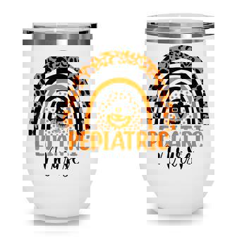 Pediatric Nurse Leopard Rainbow Halloween Pumpkin Nursing Wine Tumbler - Thegiftio