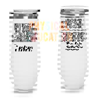 Physical Education Teacher Back To School Funny Pe Leopard Wine Tumbler - Thegiftio UK