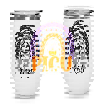 Picu Nurse Pediatric Icu Nursing Halloween Rainbow Pumpkin Wine Tumbler - Thegiftio