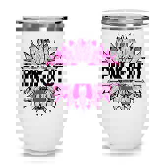 Pink Out Breast Cancer Awareness Sunflower Pink Wine Tumbler - Thegiftio