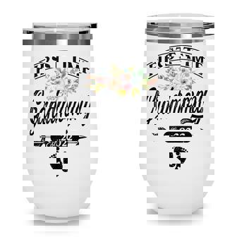 Pregnancy Announcement First Time Grandmommy Est2022 Floral Wine Tumbler - Thegiftio