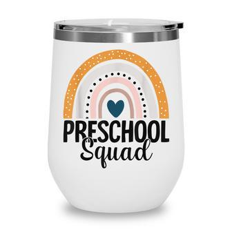 Preschool Boho Rainbow Teacher Student Preschool Squad Wine Tumbler - Thegiftio UK