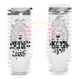 Preschool Squad First Day Of School Rainbow Teacher Wine Tumbler - Thegiftio