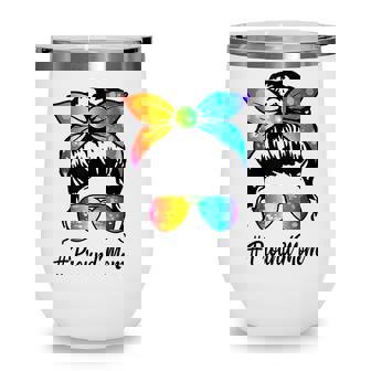 Proud Mom Lgbt Gay Pride Messy Bun Support Lgbtq Parade Wine Tumbler - Thegiftio UK