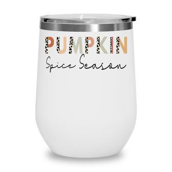 Pumpkin Spice Season Leopard Fall Autumn Women Halloween Wine Tumbler - Seseable