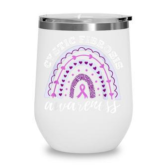 Rainbow Purple Ribbon Cystic Fibrosis Awareness Wine Tumbler - Thegiftio UK