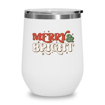 Retro Christmas Merry And Bright Wine Tumbler - Seseable