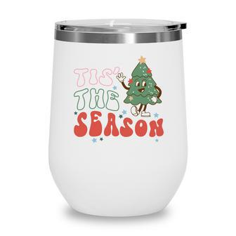 Retro Christmas Tis The Season Vintage Christmas Tree Wine Tumbler | Seseable CA