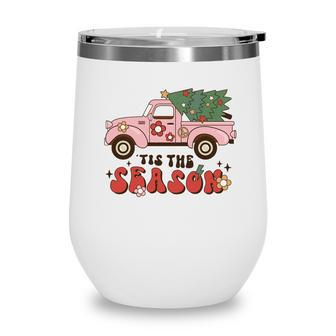 Retro Christmas Truck Tis The Season Wine Tumbler - Seseable