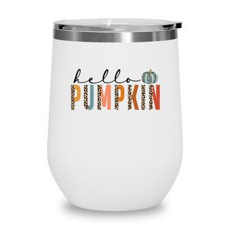 Retro Fall Hello Pumpkin Thanksgiving Autumn Wine Tumbler - Thegiftio UK