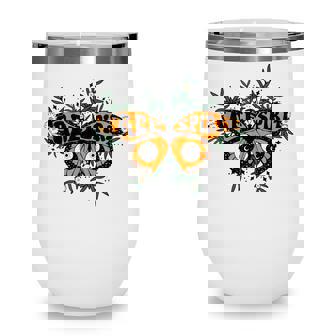 Retro Free Spirit Vintage Boho Butterfly Daisy Flower Wine Tumbler - Thegiftio UK