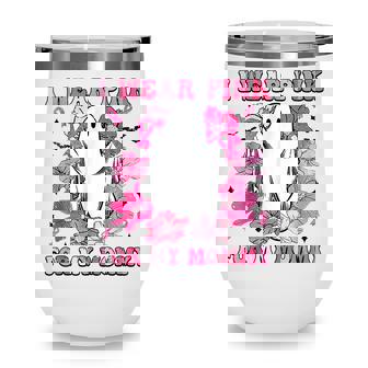 Retro I Wear Pink For My Mommy Ghost Breast Cancer Halloween V2 Wine Tumbler - Thegiftio