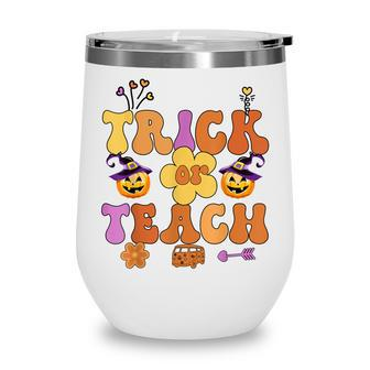 Retro Trick Or Teach Ghost Teacher Halloween Costume Womens V23 Wine Tumbler - Thegiftio UK