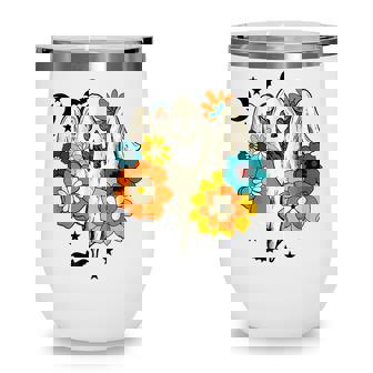 Retro Vintage Groovy Pumpkin Halloween Colors Flower Ghost V2 Wine Tumbler - Thegiftio UK