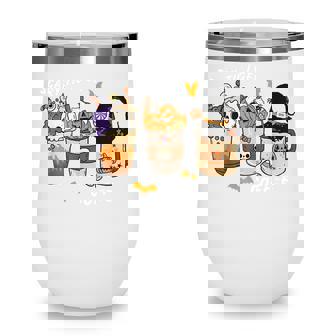 Scary Til I Get Coffee Halloween Ghost Pumpkin Skull Wine Tumbler - Thegiftio