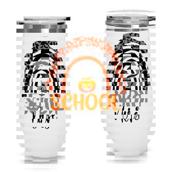 School Nurse Leopard Rainbow Halloween Pumpkin Nursing Wine Tumbler - Thegiftio