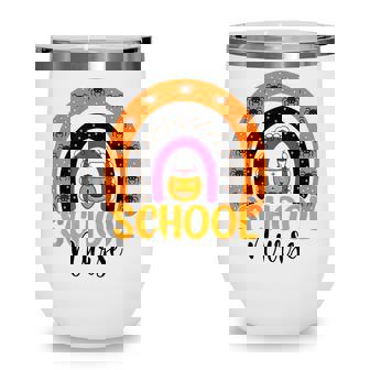 School Nurse Spooky Halloween Pumpkin Rainbow Nursing V2 Wine Tumbler - Thegiftio