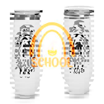 School Nurse Spooky Halloween Pumpkin Rainbow Nursing Wine Tumbler - Thegiftio