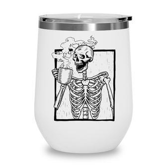 Skeleton Drink Coffee Funny Skeleton Halloween Costume Wine Tumbler - Thegiftio UK