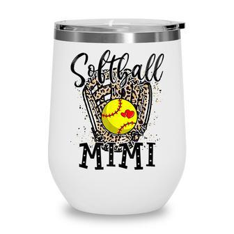 Softball Mimi Leopard Game Day Softball Lover Mothers Day Wine Tumbler - Thegiftio UK