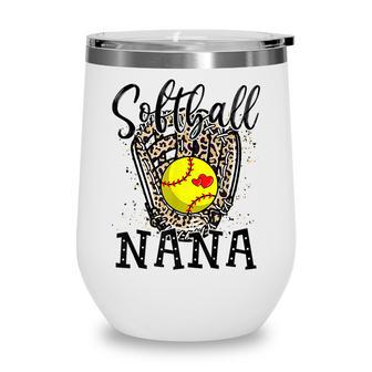 Softball Nana Leopard Game Day Softball Lover Mothers Day Wine Tumbler - Thegiftio UK