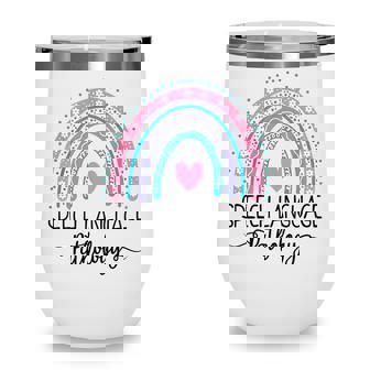 Speech Language Pathologist Rainbow Speech Therapy Slp Wine Tumbler - Thegiftio UK