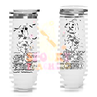 Spooky Teacher Ghost Halloween Groovy Retro Trick Or Treat V2 Wine Tumbler - Thegiftio