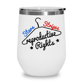 Stars Stripes Reproductive Rights Coat Hanger Pro Choice Wine Tumbler - Seseable