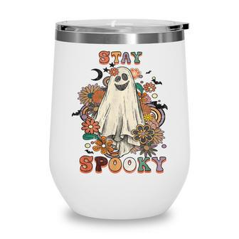 Stay Spooky Retro Vintage Ghost Halloween Wine Tumbler - Thegiftio UK