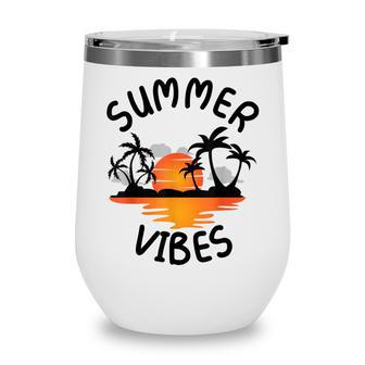 Summer Vibes Tropical Beach Palm Summer  Wine Tumbler