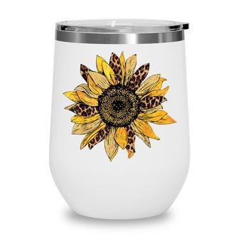 Sunflower For Women Cute Graphic Cheetah Print Wine Tumbler - Thegiftio UK