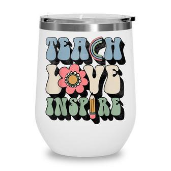 Teacher Back To School Teach Love Inspire Retro Vintage Wine Tumbler - Thegiftio UK