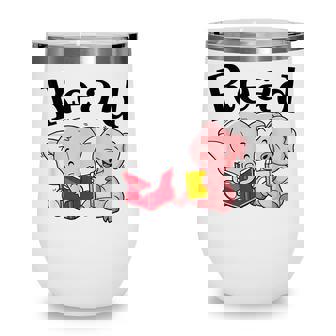 Teacher Library Read Book With Cute Pig And Elephant Wine Tumbler - Thegiftio UK