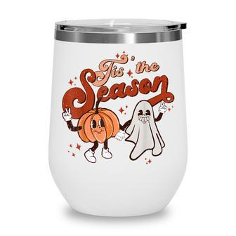 Tis The Season To Be Spooky Fall Pumpkin Halloween Costume Wine Tumbler - Thegiftio UK