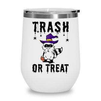 Trash Or Treat Funny Trash Panda Witch Hat Halloween Costume Wine Tumbler - Seseable