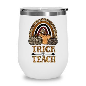 Trick Or Teach Cute Halloween Teacher Men Women Wine Tumbler - Thegiftio UK