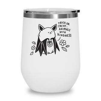 Trick Or Treat Animals With Kindness Halloween Costume Wine Tumbler - Seseable
