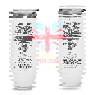 Union Jack Idea For Women For The Platinum Jubilee 2022 Wine Tumbler - Thegiftio UK