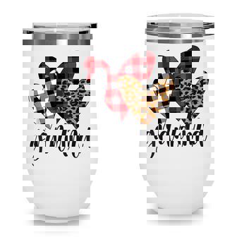 Valentines Day Leopard Grandma Buffalo Plaid Grandma Lover Wine Tumbler - Thegiftio