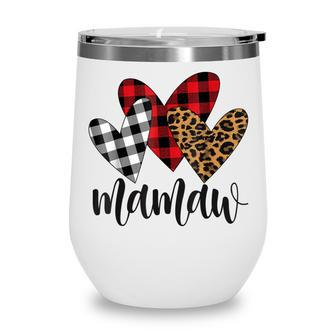 Valentines Day Leopard Mamaw Buffalo Plaid Mamaw Lover Wine Tumbler - Thegiftio UK