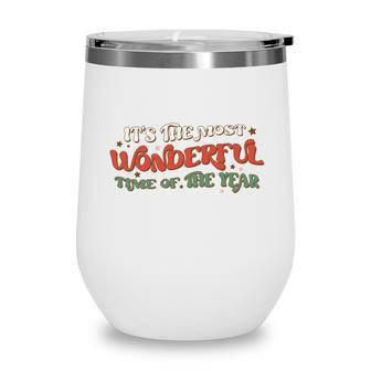 Vintage Christmas Most Wonderful Time Of The Year Wine Tumbler