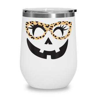 Winking Eye Halloween Lashes Leopard Glasses Pumpkin Girls Wine Tumbler - Seseable