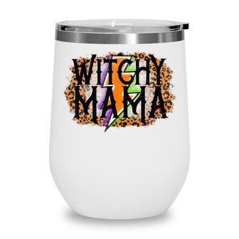Witchy Mama Halloween Fall Autumn October Leopard Print Wine Tumbler - Thegiftio UK