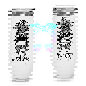 Womens Aunt Life Leopard Tie Dye Messy Bun Mothers Day Women Wine Tumbler - Thegiftio