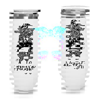 Womens Aunty Life Leopard Tie Dye Messy Bun Mothers Day Women Wine Tumbler - Thegiftio