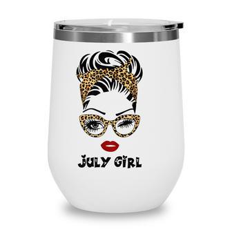 Womens Born In July Birthday Gift Leopard July Girl Wine Tumbler - Thegiftio UK