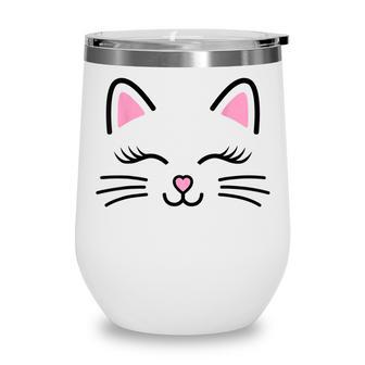 Womens Cat Face Whiskers Print Cosplay Kitty Love Halloween Wine Tumbler - Thegiftio UK